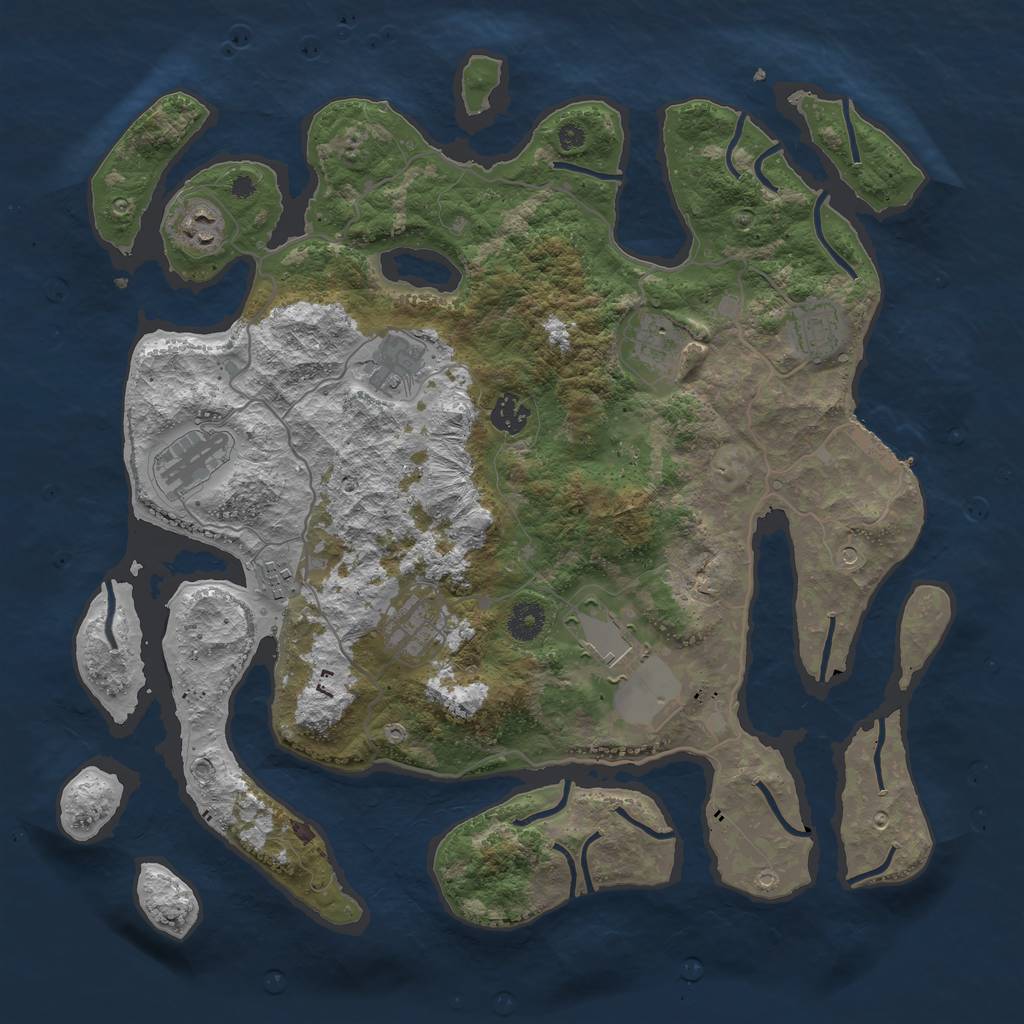 Rust Map: Procedural Map, Size: 4000, Seed: 4874, 13 Monuments