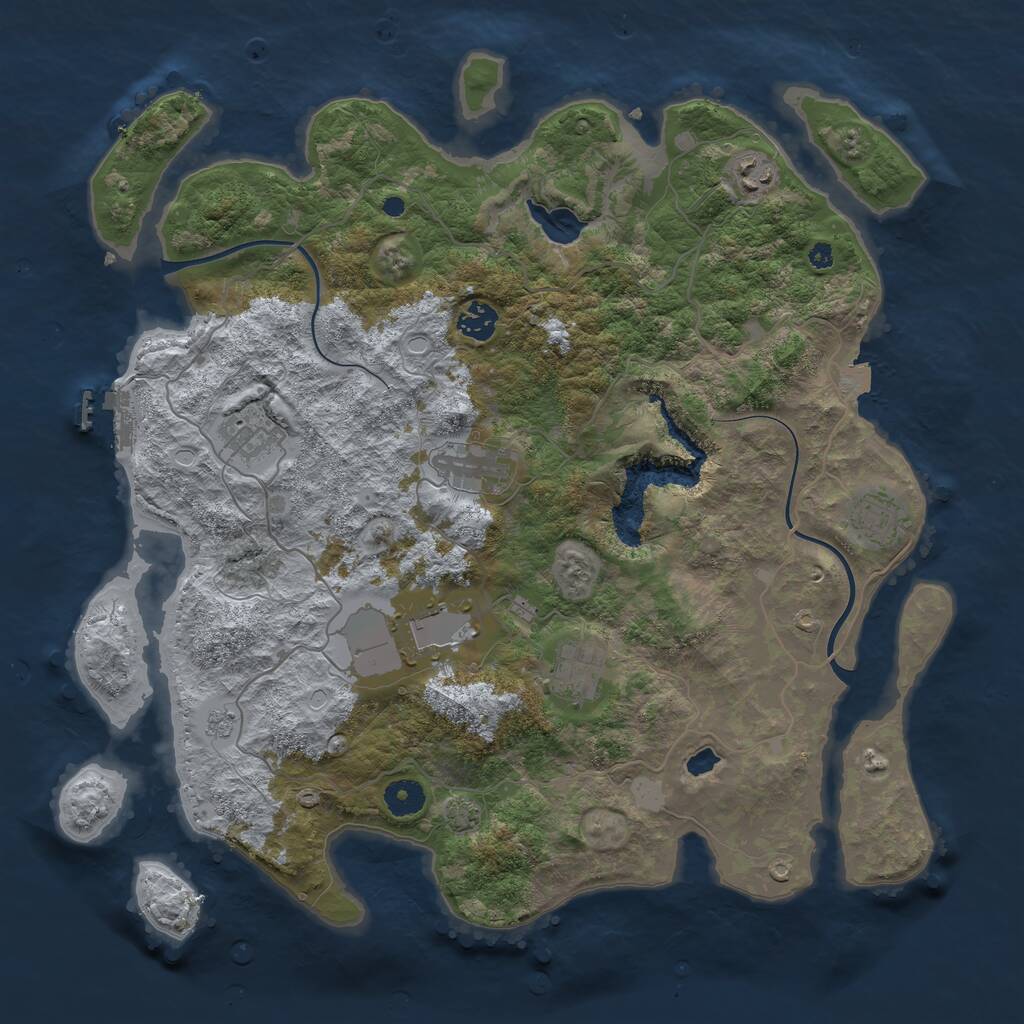 Rust Map: Procedural Map, Size: 4000, Seed: 4874, 11 Monuments