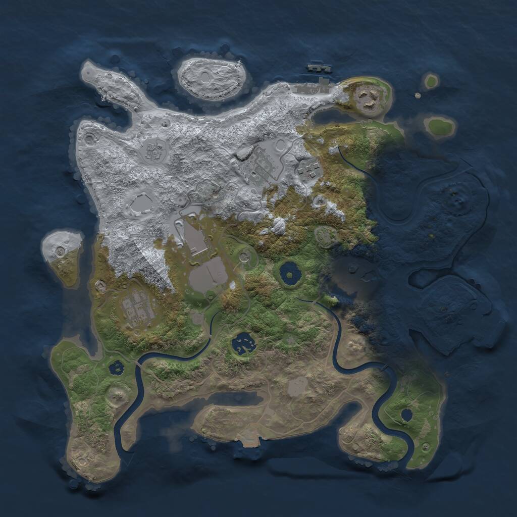 Rust Map: Procedural Map, Size: 3500, Seed: 414228412, 13 Monuments