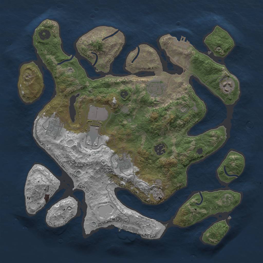 Rust Map: Procedural Map, Size: 3500, Seed: 574573, 15 Monuments