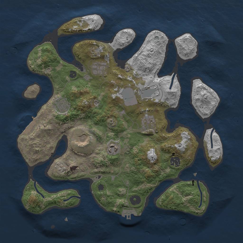 Rust Map: Procedural Map, Size: 3500, Seed: 955233, 19 Monuments