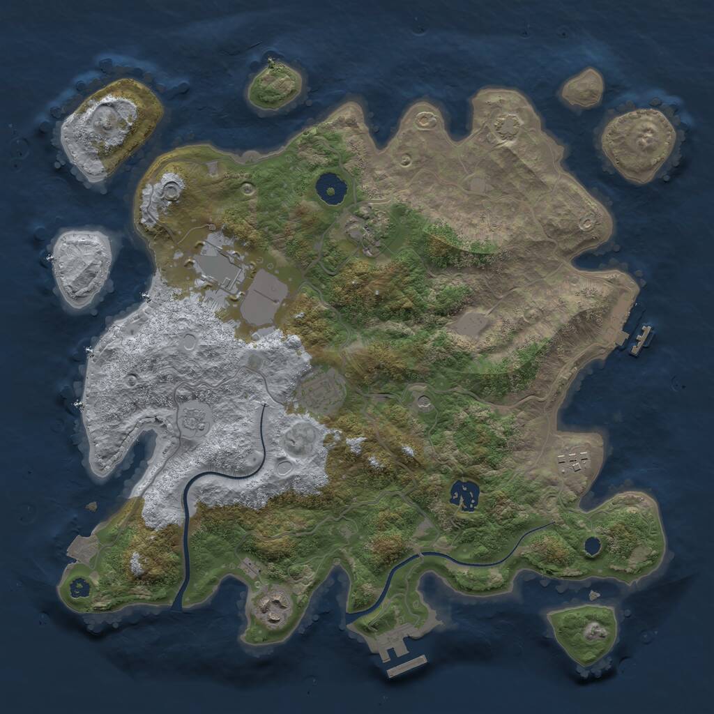 Rust Map: Procedural Map, Size: 3500, Seed: 99971889, 12 Monuments