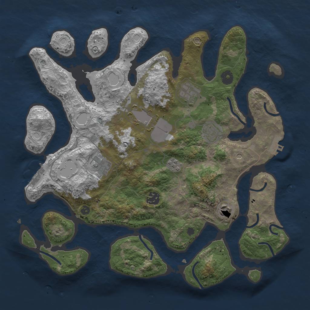 Rust Map: Procedural Map, Size: 3500, Seed: 287404, 15 Monuments