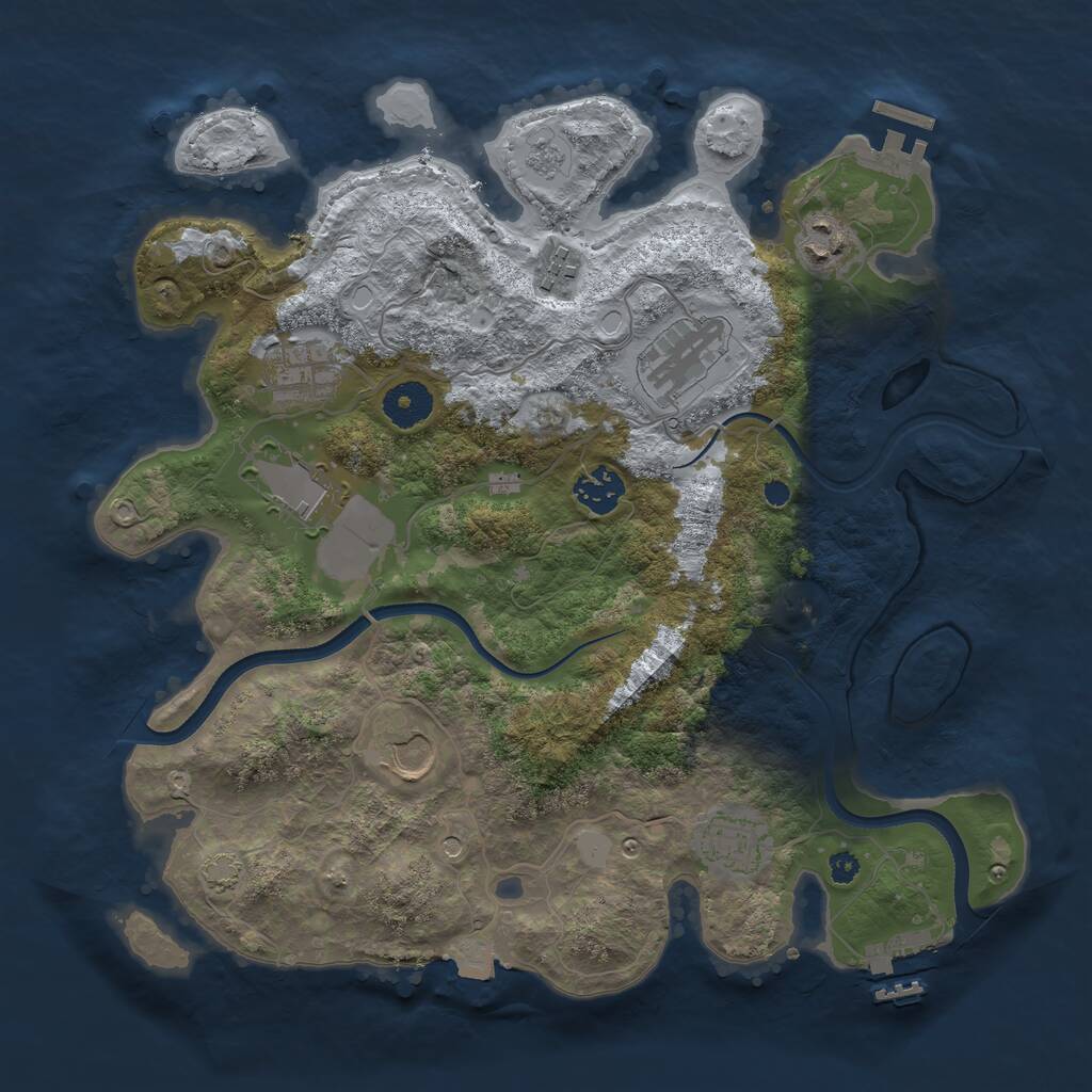 Rust Map: Procedural Map, Size: 3500, Seed: 295548485, 14 Monuments