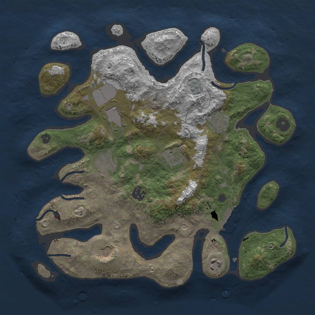 Rust Map: Procedural Map, Size: 3500, Seed: 295548485, 12 Monuments