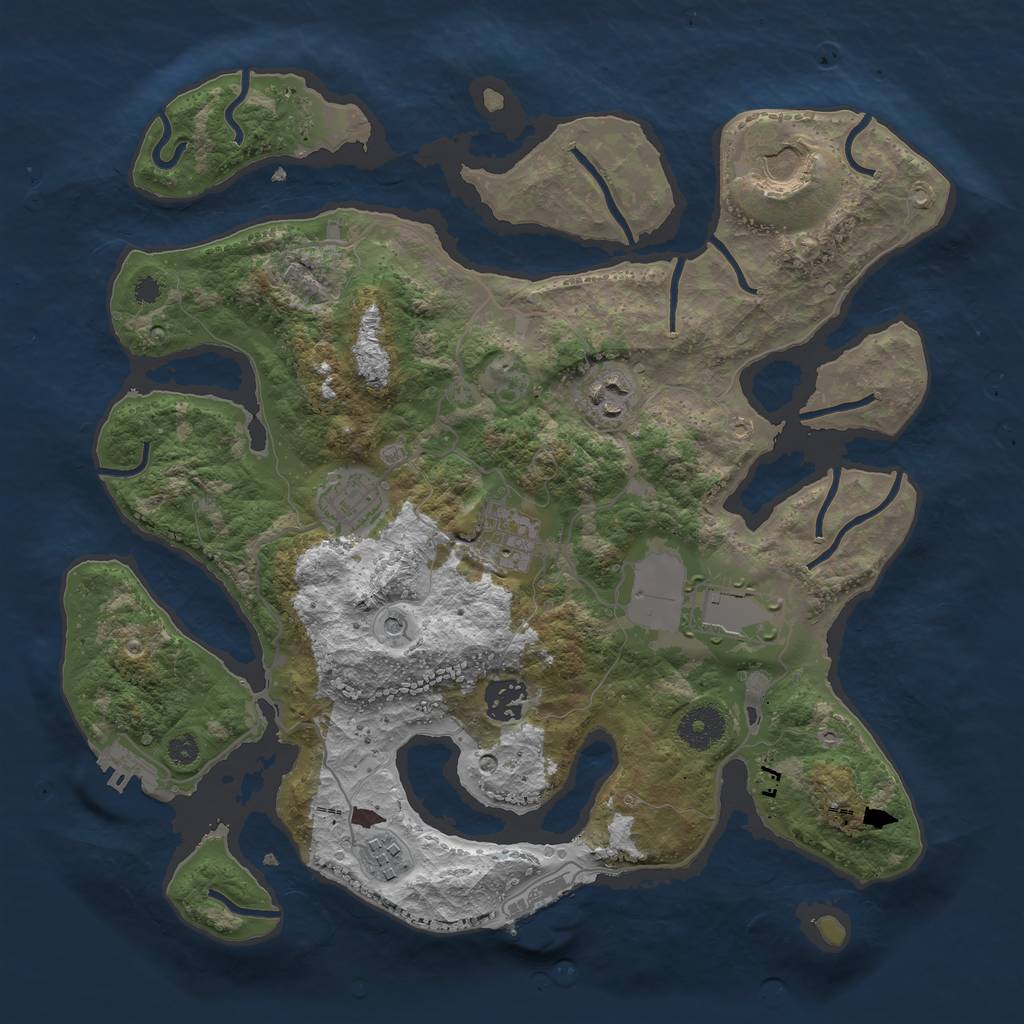 Rust Map: Procedural Map, Size: 3500, Seed: 466698, 12 Monuments