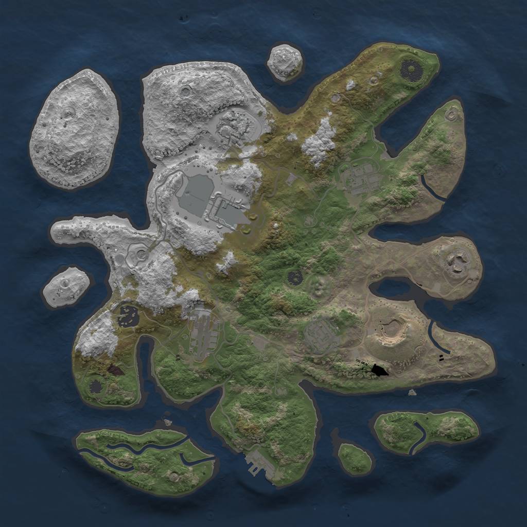 Rust Map: Procedural Map, Size: 3500, Seed: 128375, 12 Monuments