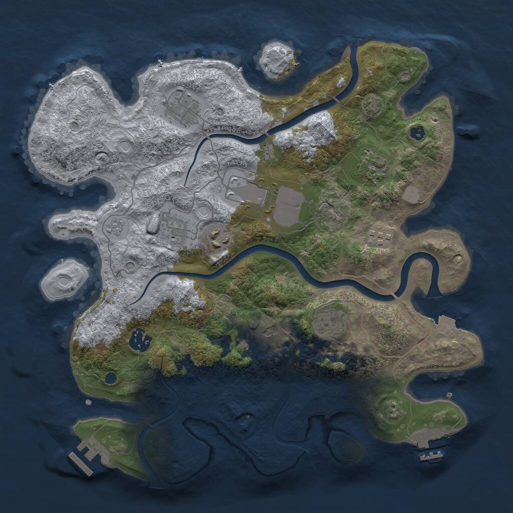 Rust Map: Procedural Map, Size: 3500, Seed: 128375, 15 Monuments