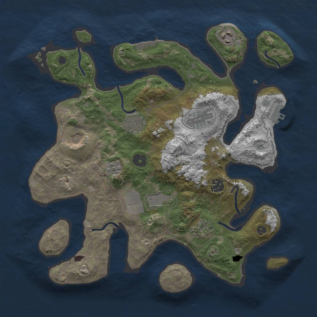 Rust Map: Procedural Map, Size: 3500, Seed: 722936, 13 Monuments