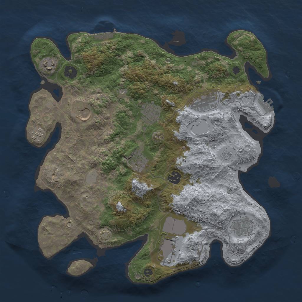 Rust Map: Procedural Map, Size: 3500, Seed: 818397, 17 Monuments