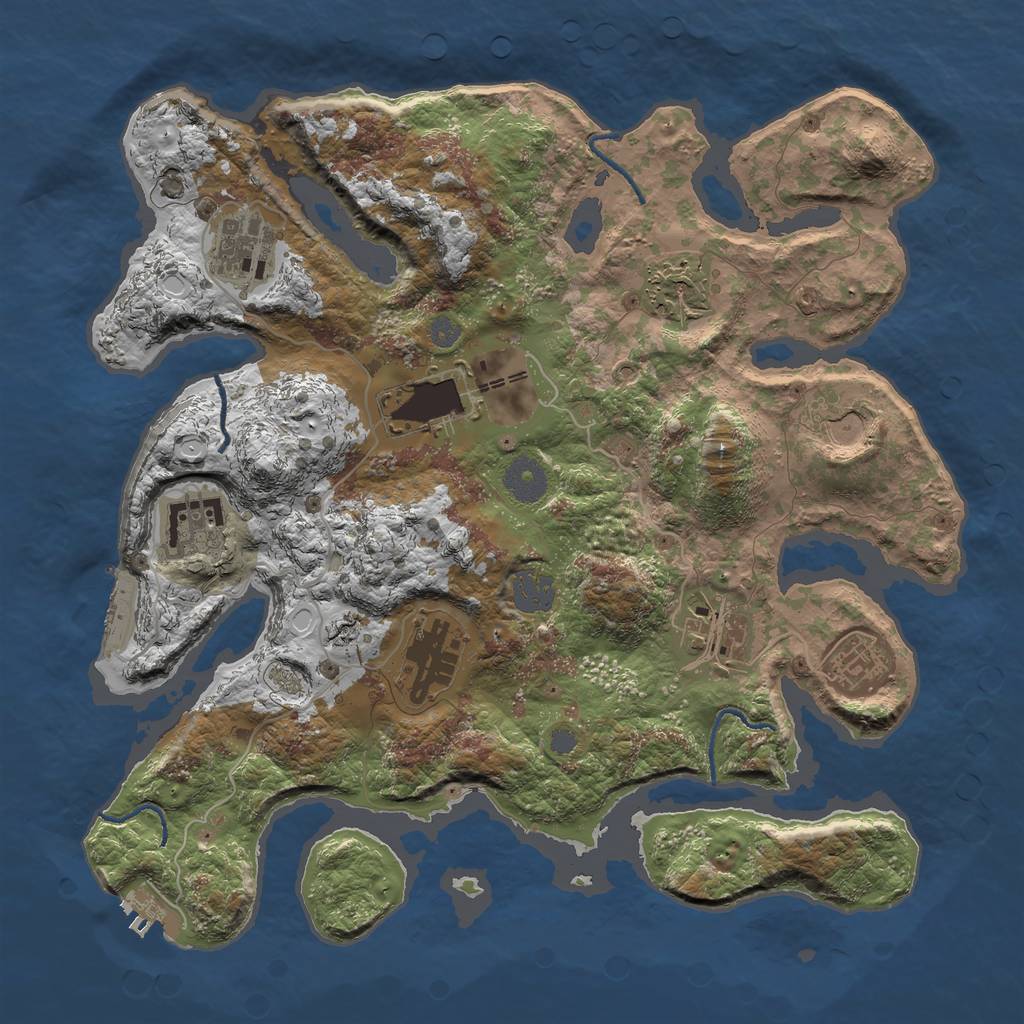 Rust Map: Procedural Map, Size: 3500, Seed: 1158582238, 15 Monuments