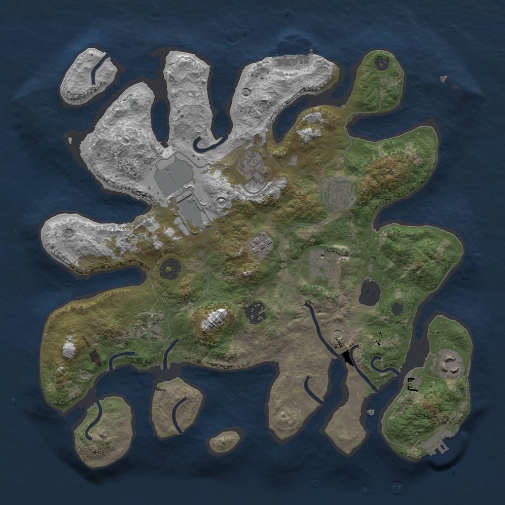 Rust Map: Procedural Map, Size: 3500, Seed: 726094, 13 Monuments