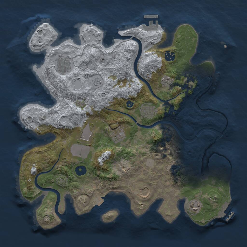 Rust Map: Procedural Map, Size: 3500, Seed: 726094, 14 Monuments