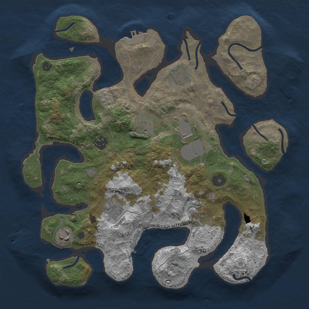 Rust Map: Procedural Map, Size: 3500, Seed: 353768471, 19 Monuments