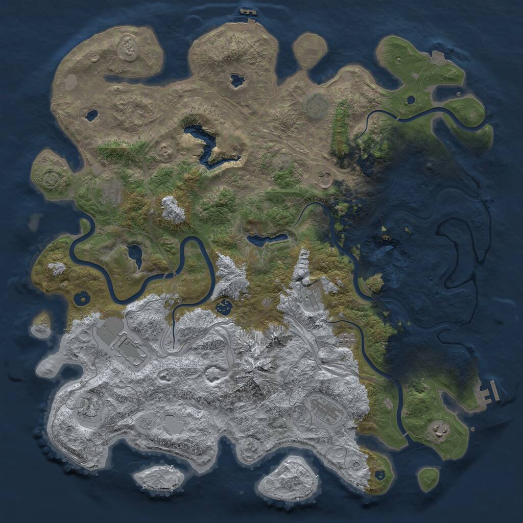 Rust Map: Procedural Map, Size: 5000, Seed: 12345658, 16 Monuments