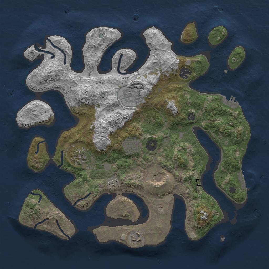 Rust Map: Procedural Map, Size: 3500, Seed: 642164, 12 Monuments