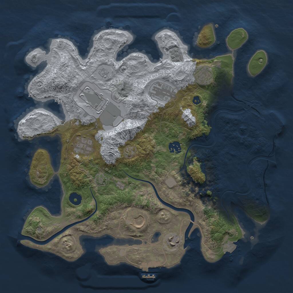 Rust Map: Procedural Map, Size: 3500, Seed: 642164, 14 Monuments
