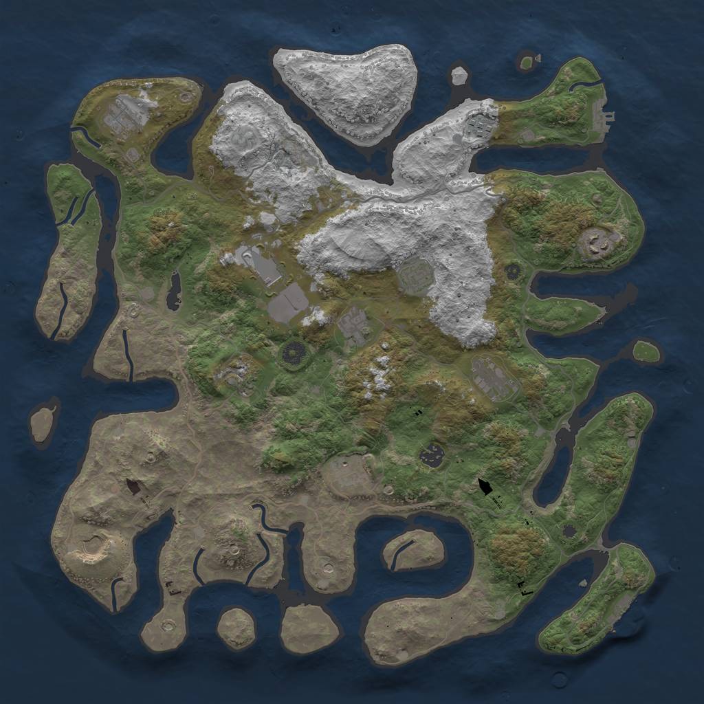 Rust Map: Procedural Map, Size: 4500, Seed: 11942007, 16 Monuments