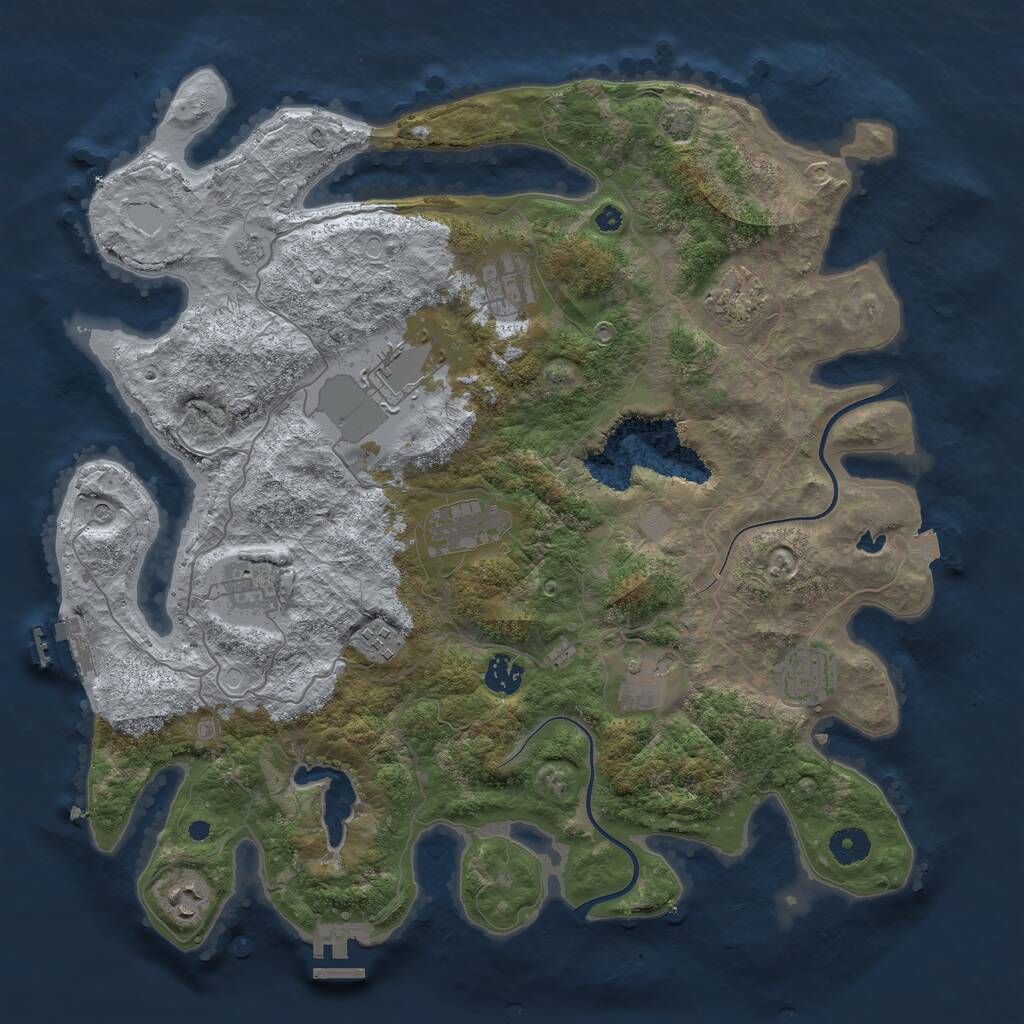 Rust Map: Procedural Map, Size: 4000, Seed: 854321, 16 Monuments
