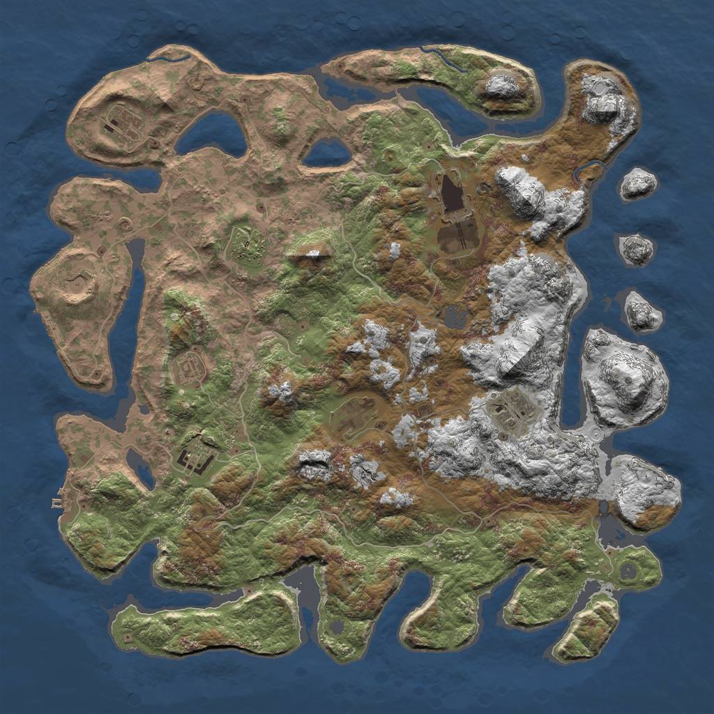 Rust Map: Procedural Map, Size: 4500, Seed: 1344606687, 15 Monuments