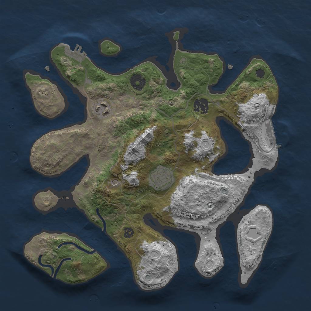 Rust Map: Procedural Map, Size: 3000, Seed: 168737854, 11 Monuments