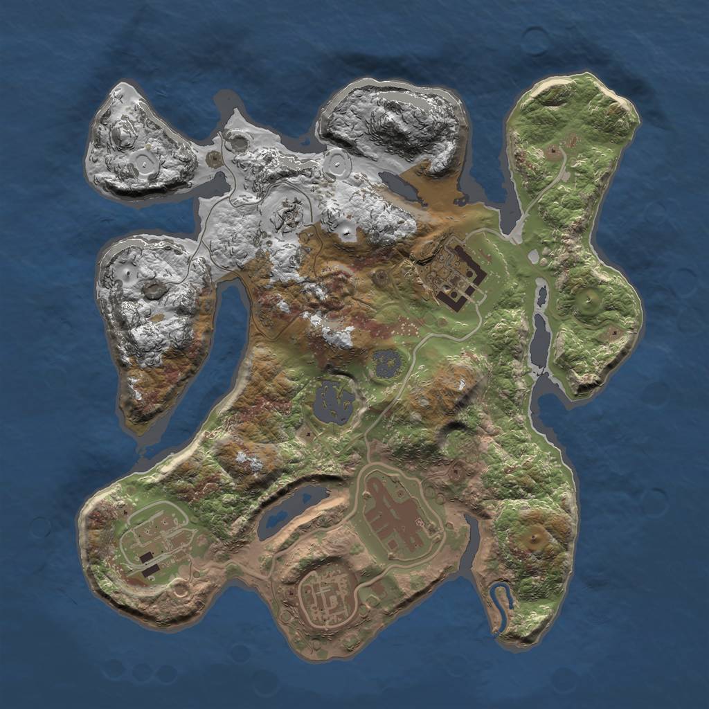 Rust Map: Procedural Map, Size: 2500, Seed: 563134287, 9 Monuments