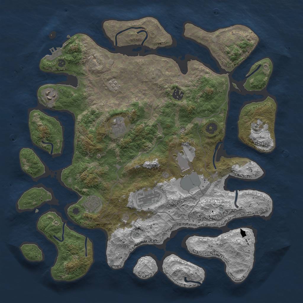 Rust Map: Procedural Map, Size: 4000, Seed: 84937, 11 Monuments