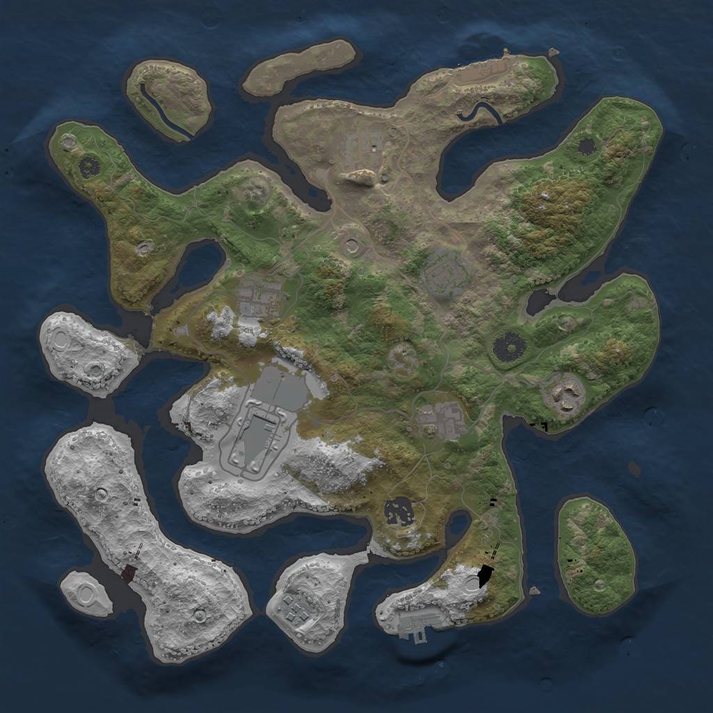 Rust Map: Procedural Map, Size: 3500, Seed: 20210501, 19 Monuments