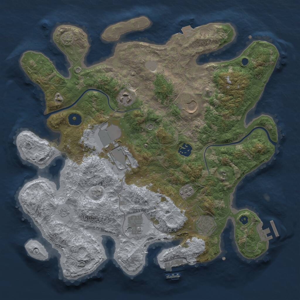 Rust Map: Procedural Map, Size: 3500, Seed: 20210501, 13 Monuments