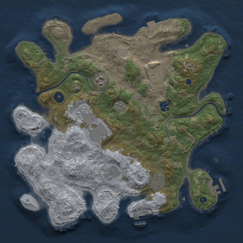 Rust Map: Procedural Map, Size: 3500, Seed: 20210501, 13 Monuments