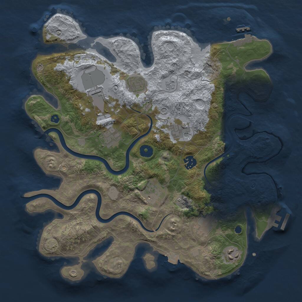 Rust Map: Procedural Map, Size: 3500, Seed: 374522, 15 Monuments