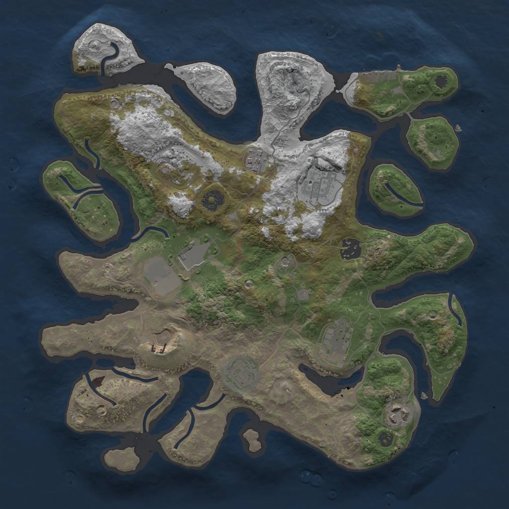 Rust Map: Procedural Map, Size: 3500, Seed: 374522, 13 Monuments