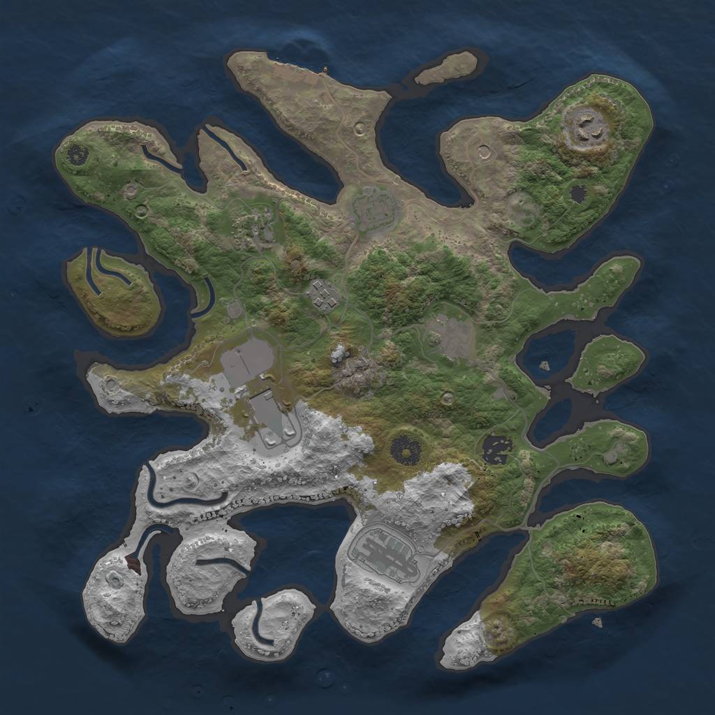 Rust Map: Procedural Map, Size: 3500, Seed: 429222, 12 Monuments