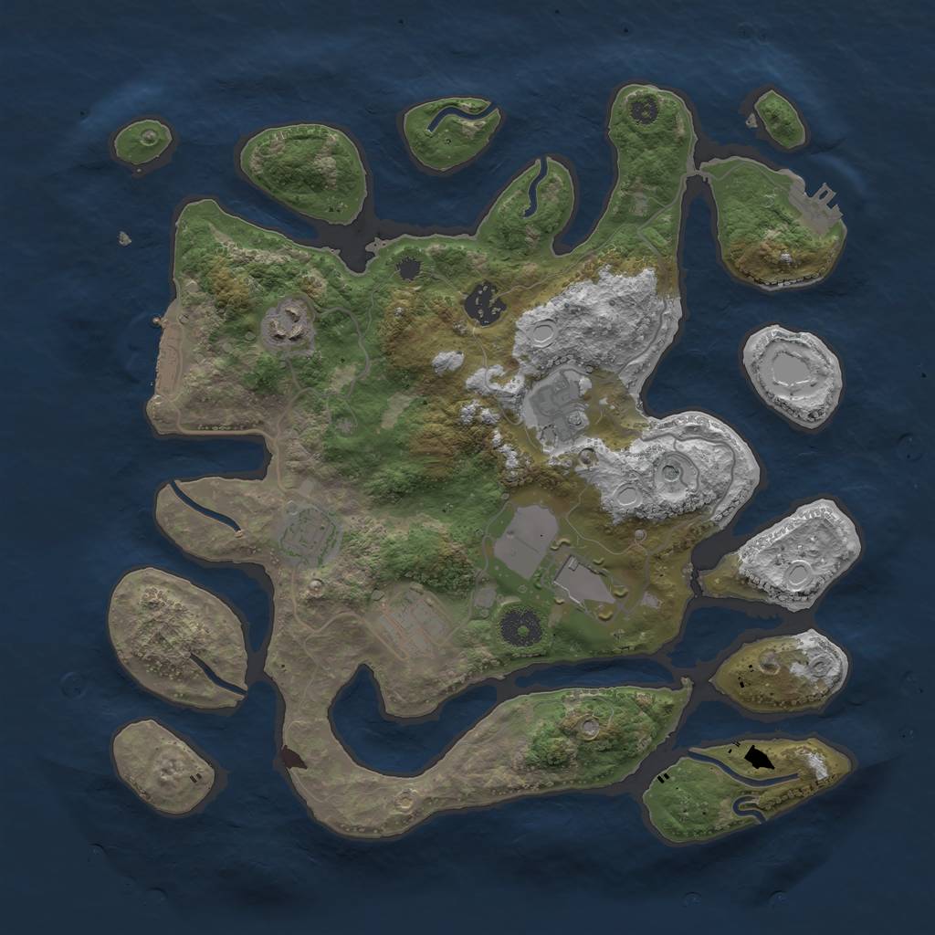 Rust Map: Procedural Map, Size: 3500, Seed: 167838, 17 Monuments