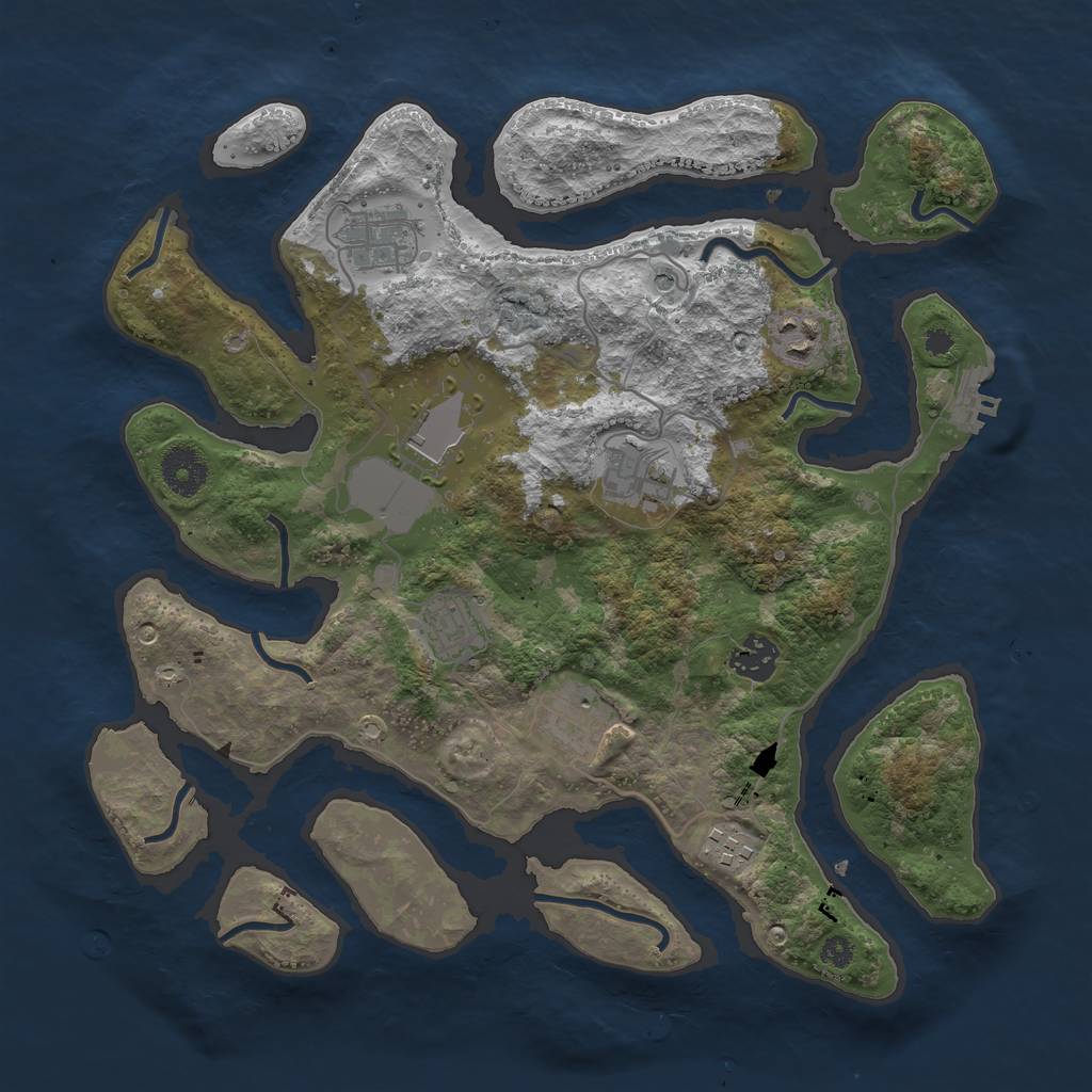 Rust Map: Procedural Map, Size: 3500, Seed: 642872, 12 Monuments