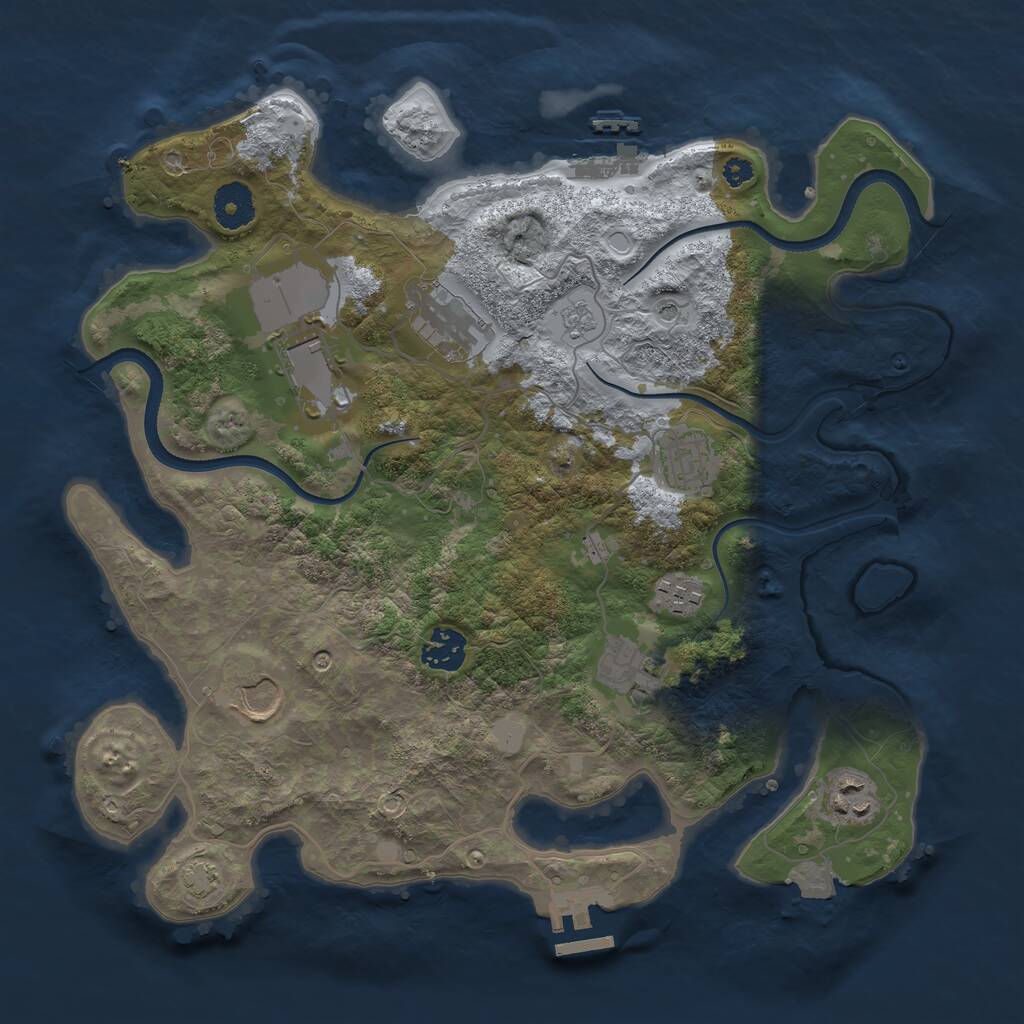 Rust Map: Procedural Map, Size: 3500, Seed: 950852, 14 Monuments