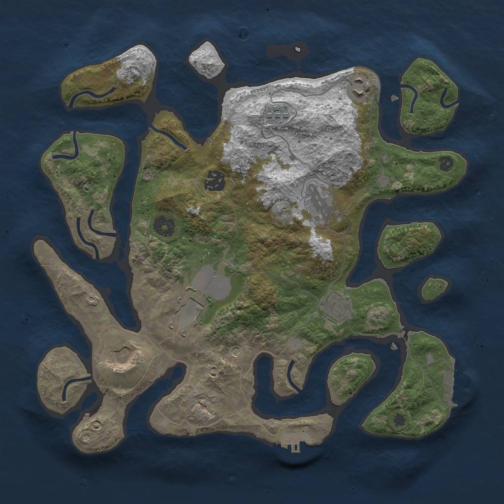 Rust Map: Procedural Map, Size: 3500, Seed: 950852, 12 Monuments