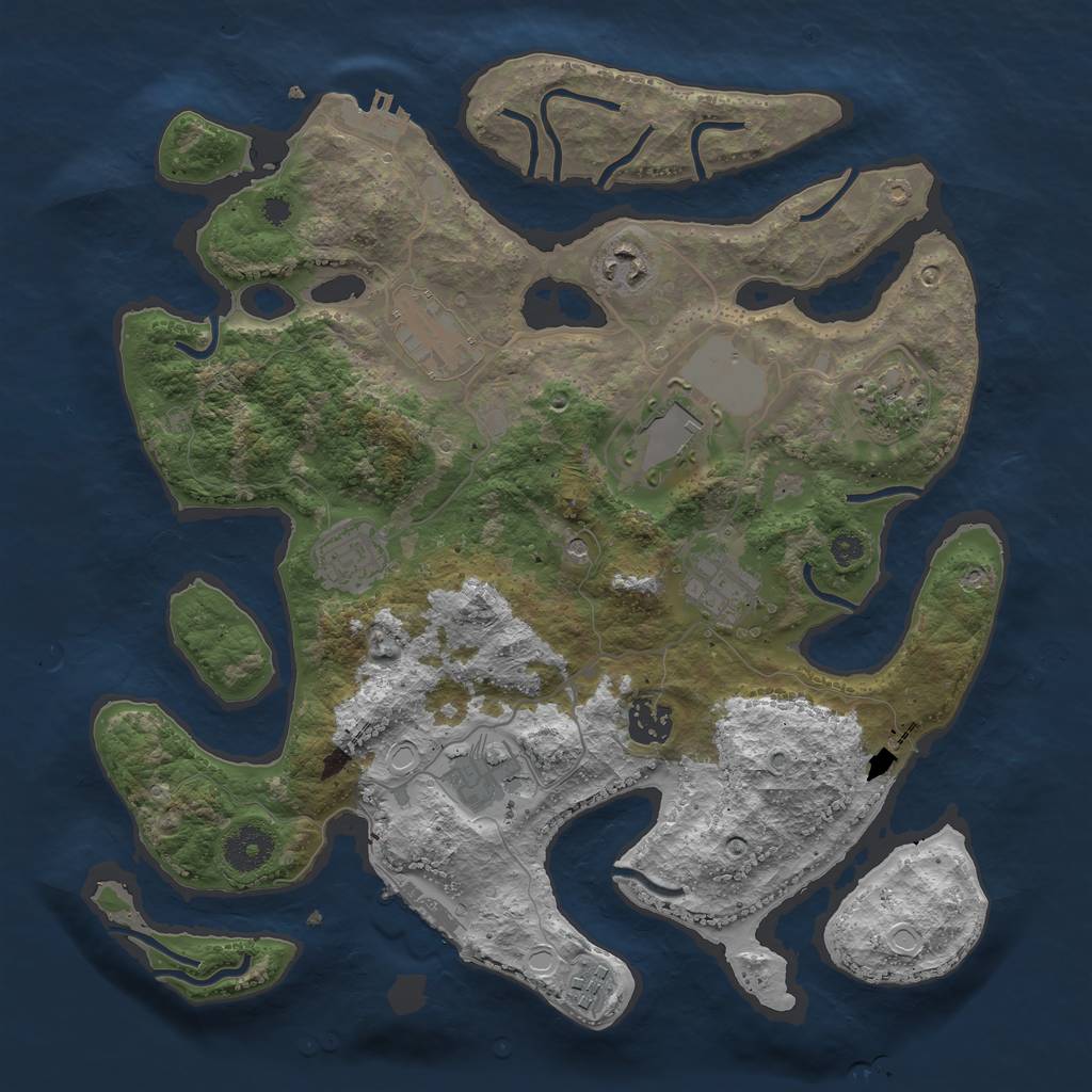 Rust Map: Procedural Map, Size: 3500, Seed: 446005, 20 Monuments