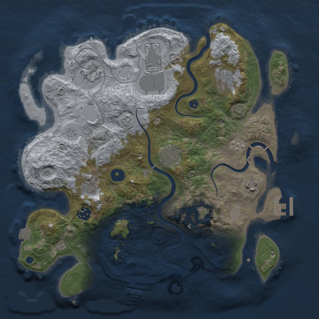 Rust Map: Procedural Map, Size: 3500, Seed: 891675, 15 Monuments