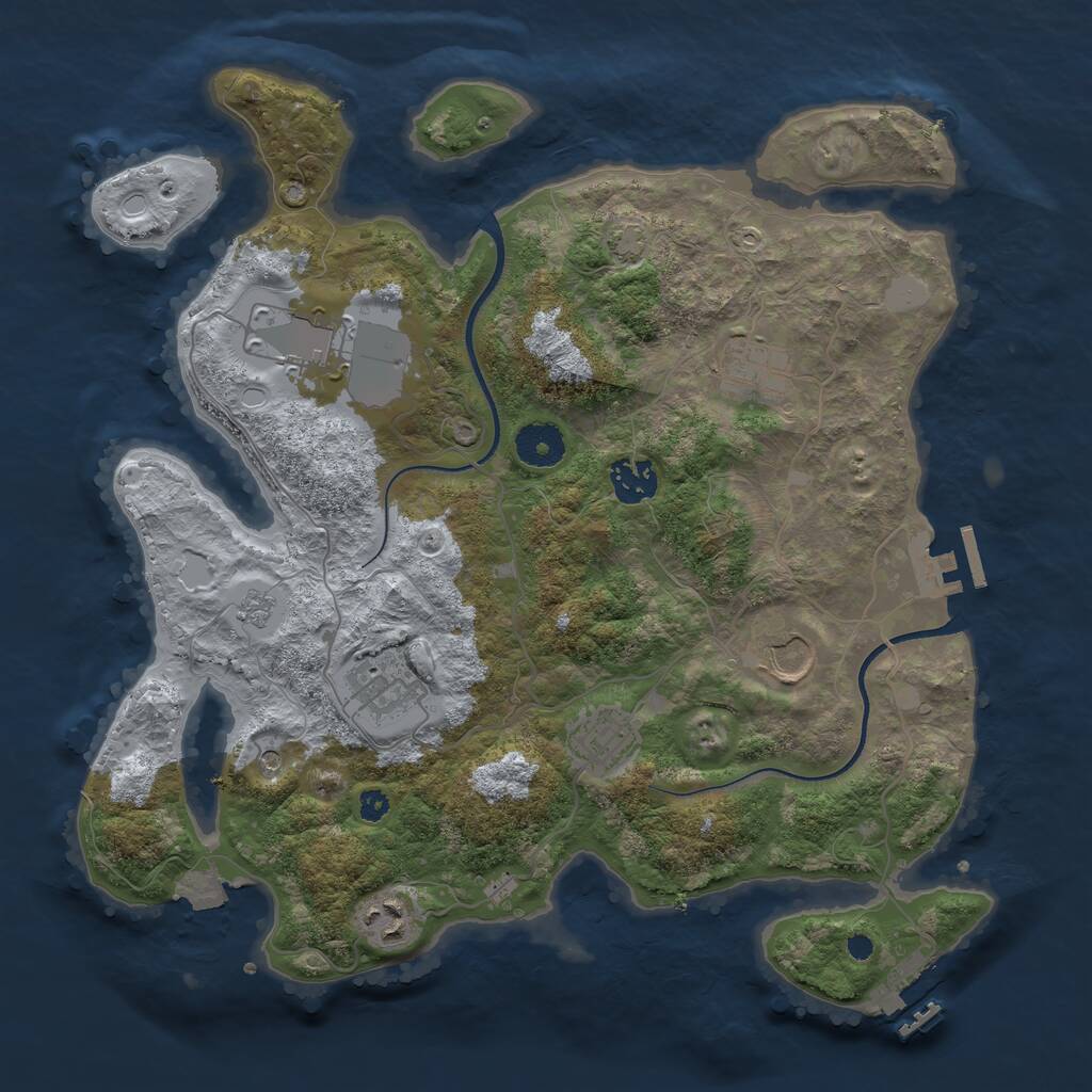 Rust Map: Procedural Map, Size: 3500, Seed: 541943, 13 Monuments