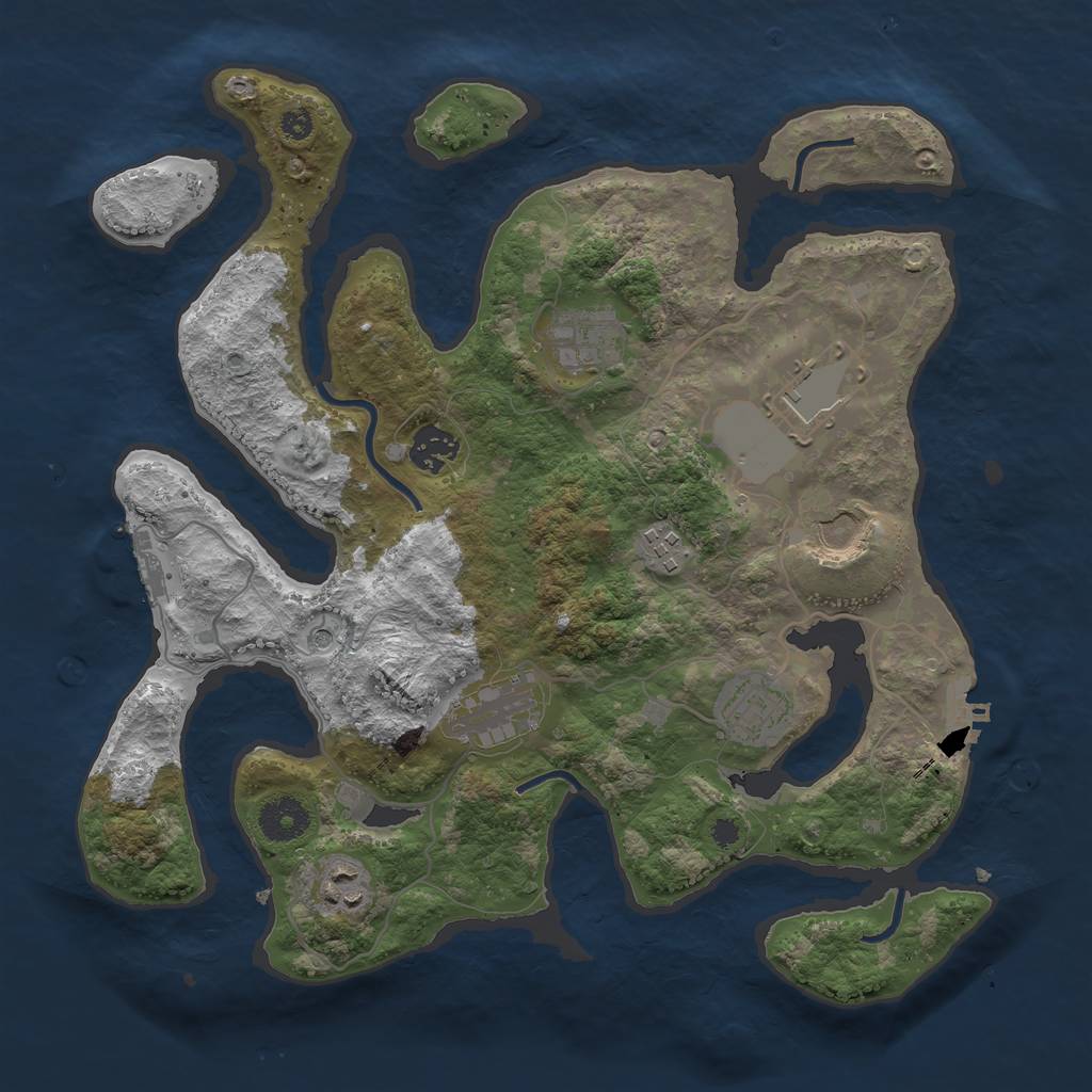 Rust Map: Procedural Map, Size: 3500, Seed: 541943, 13 Monuments