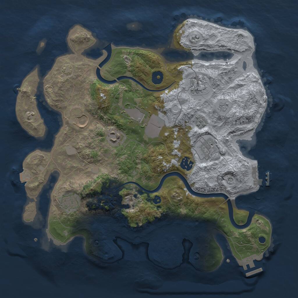 Rust Map: Procedural Map, Size: 3500, Seed: 625373, 14 Monuments