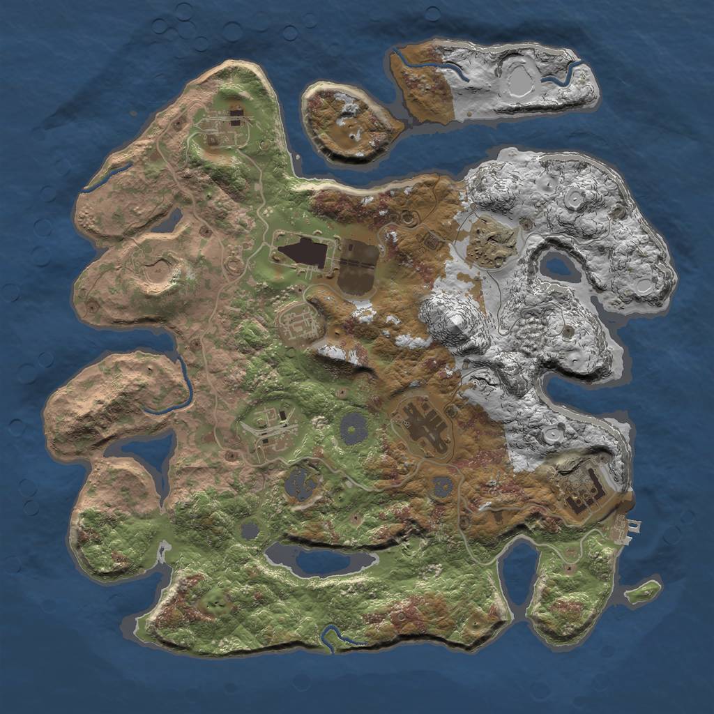 Rust Map: Procedural Map, Size: 3500, Seed: 625373, 14 Monuments