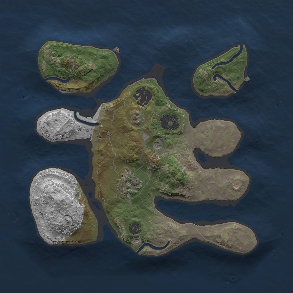 Rust Map: Procedural Map, Size: 2500, Seed: 12341235, 5 Monuments