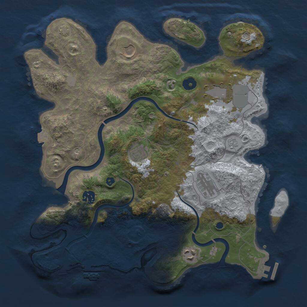 Rust Map: Procedural Map, Size: 3500, Seed: 425494, 13 Monuments