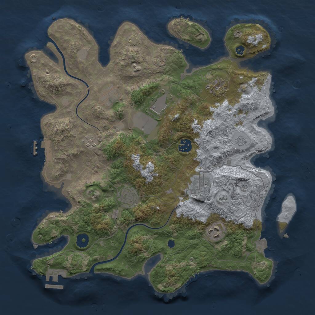 Rust Map: Procedural Map, Size: 3500, Seed: 425494, 14 Monuments