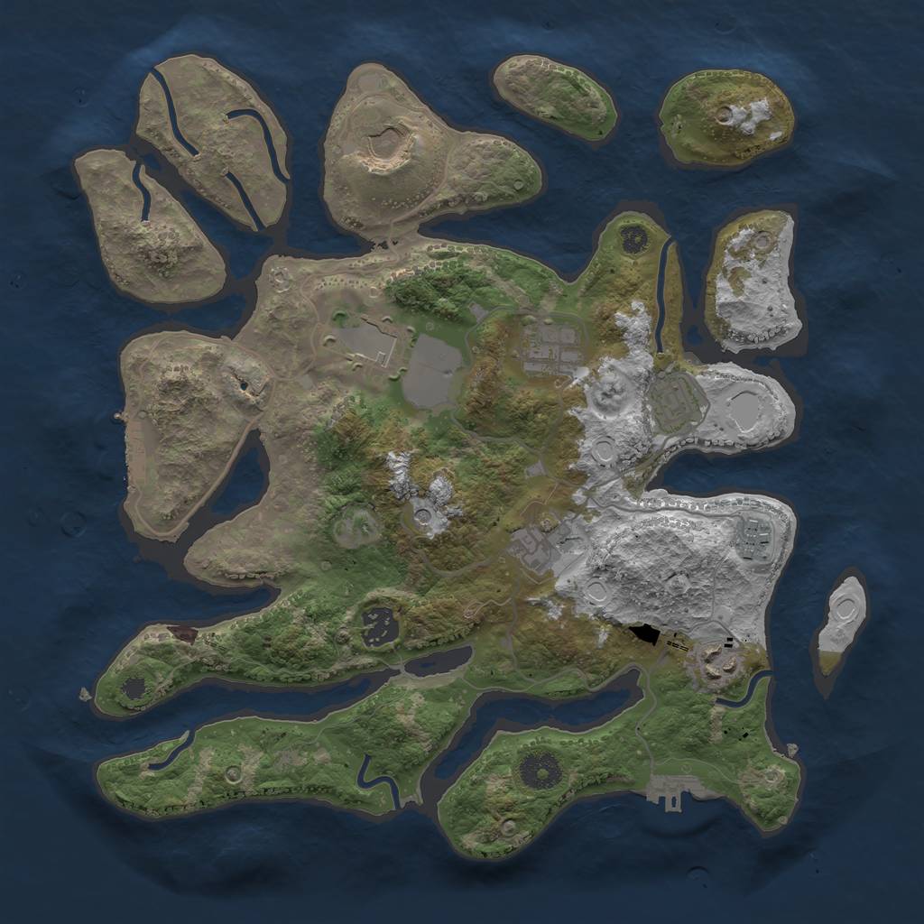 Rust Map: Procedural Map, Size: 3500, Seed: 425494, 16 Monuments