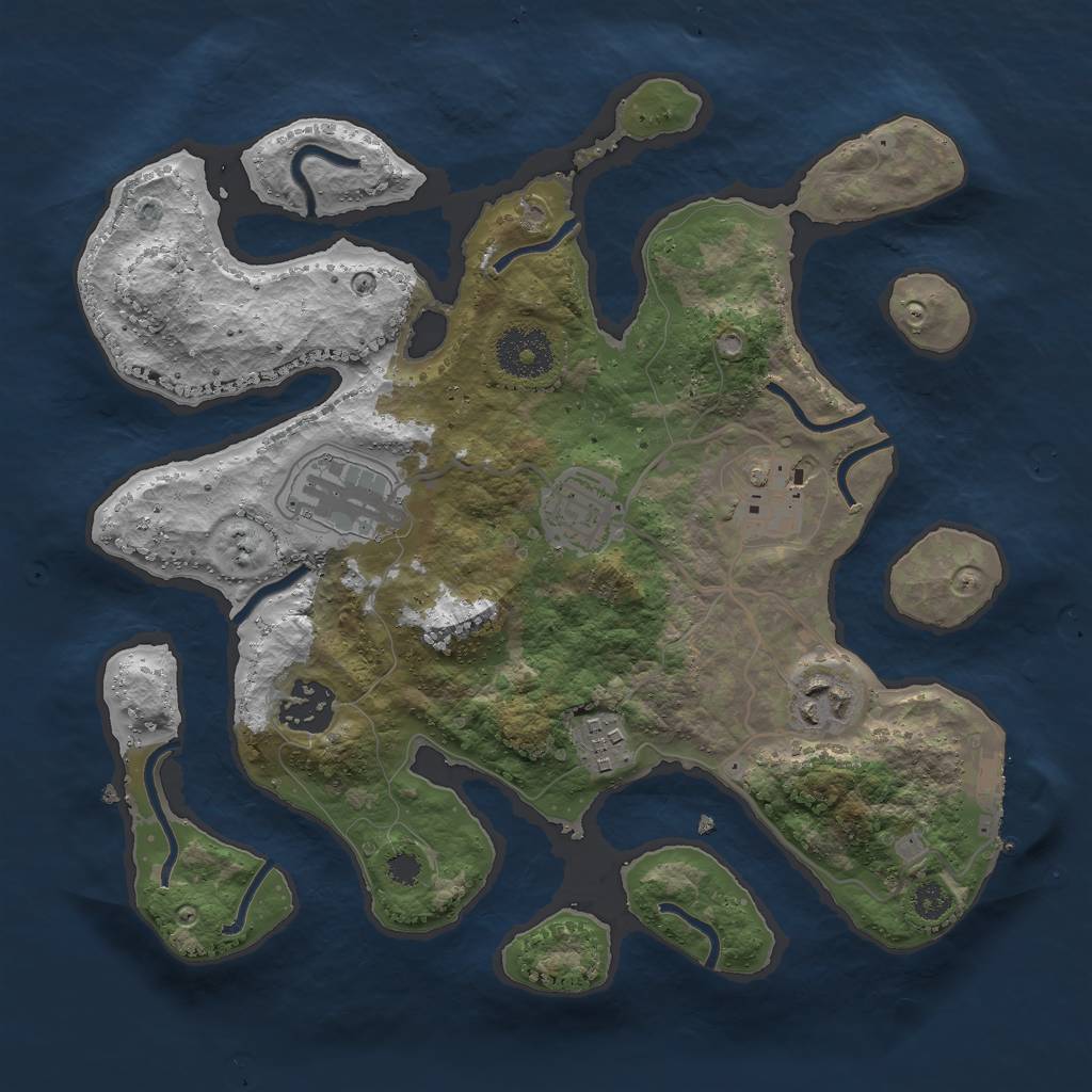 Rust Map: Procedural Map, Size: 3000, Seed: 4690349, 9 Monuments