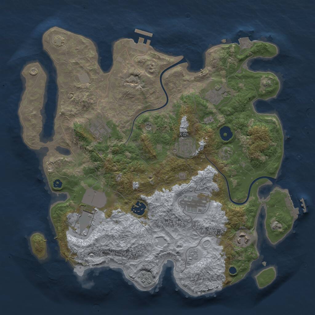 Rust Map: Procedural Map, Size: 3500, Seed: 596694, 14 Monuments