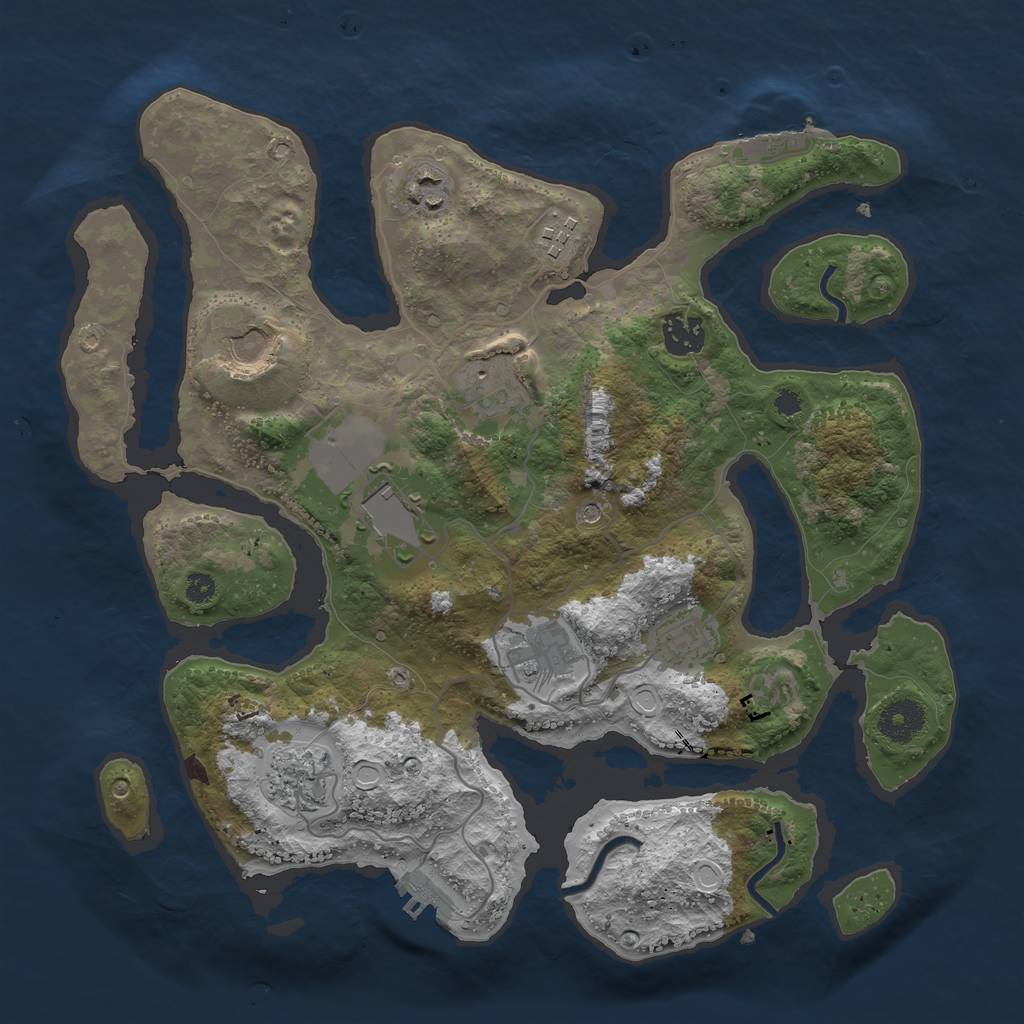 Rust Map: Procedural Map, Size: 3500, Seed: 596694, 17 Monuments